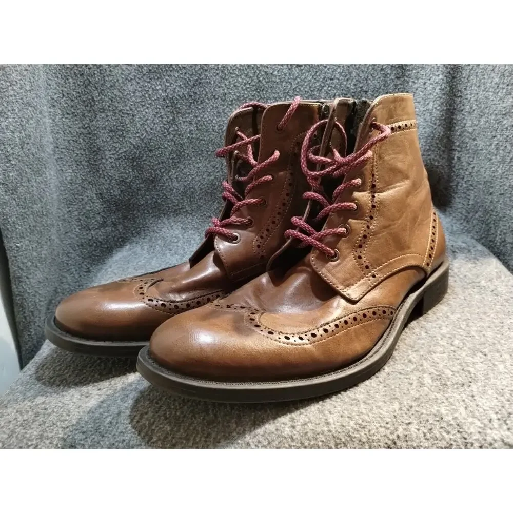 Unlisted Cole Productions Men’s Boots Blind Sided Brown Zip up Size 9 Wingtip